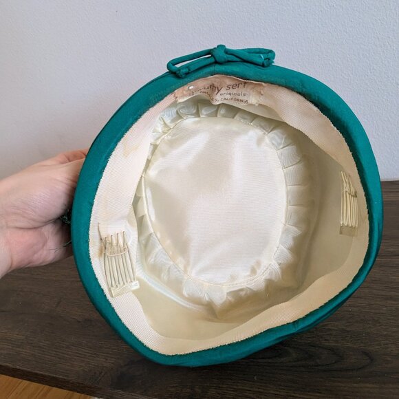 vintage 1950s 1960s Dorothy Serf hat turquoise pillbox retro rockabilly main image 5